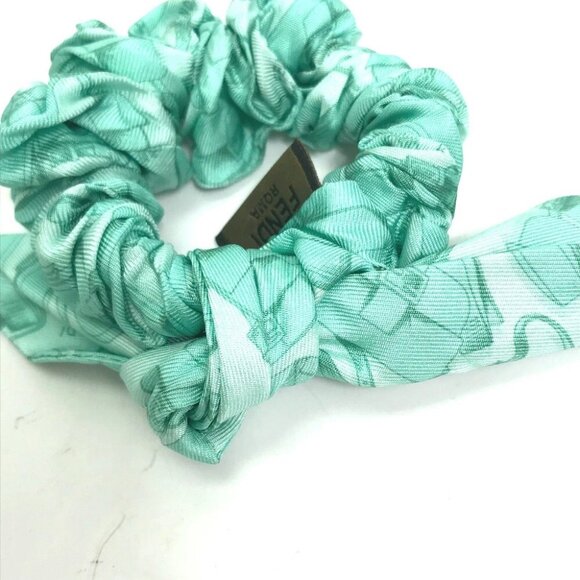 FENDI Ribbon hair accessories hair tie rabbit Scrunchie silk Green Unused - Picture 4 of 6
